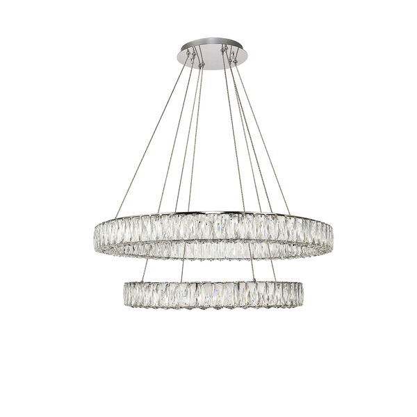 Monroe Chrome 31-Inch Two-Tier LED Chandelier, image 1