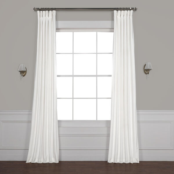 White 120 x 50 In. Plush Velvet Curtain Single Panel, image 1