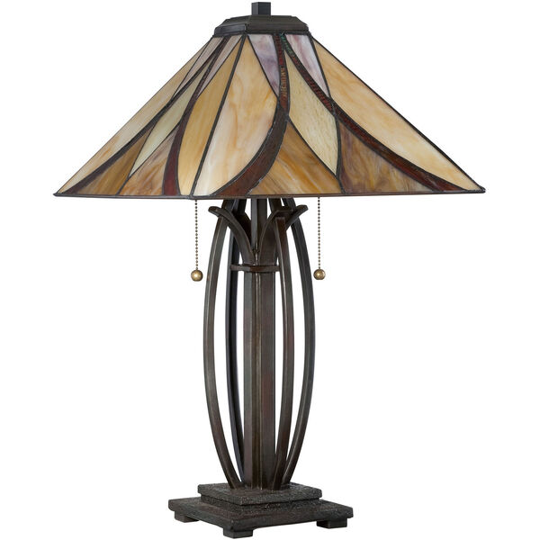Wellington Bronze Two-Light Table Lamp with Tiffany Glass, image 2
