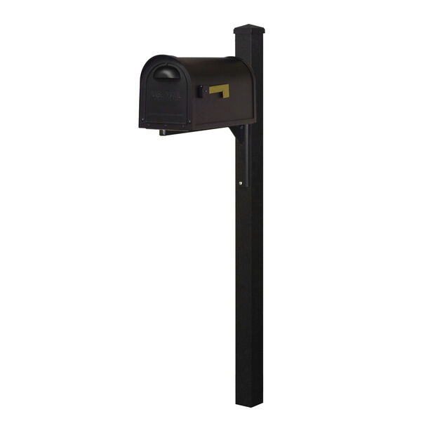 Classic Curbside Mailbox Black Mailbox with Locking Insert and Wellington Direct Burial Mailbox Post Smooth, image 2