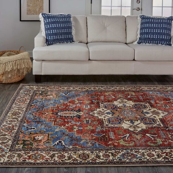 Percy Blue Red Ivory Area Rug, image 4