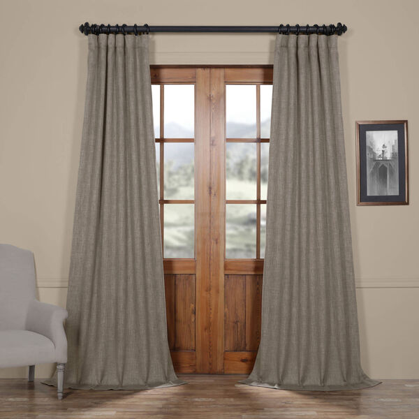 Grey Mink 84 x 50 In. Faux Linen Blackout Curtain Single Panel, image 1