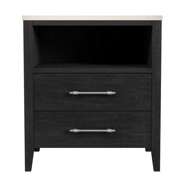 Mayfair Black Two- Drawer Wood and Marble Nightstand, image 3