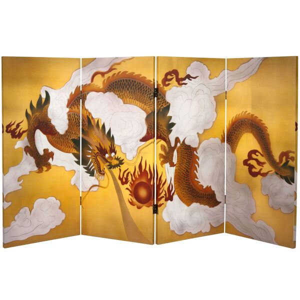 3 ft. Tall Double Sided Dragon in the Sky Canvas Room Divider, image 1
