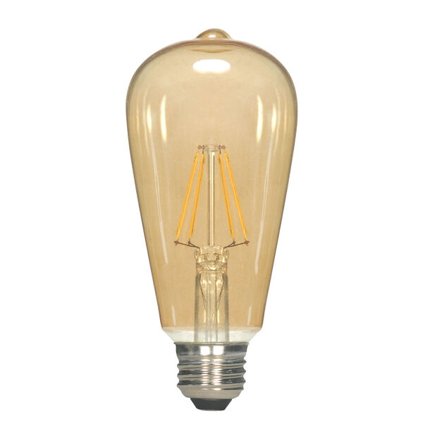 SATCO Transparent Amber LED ST19 Medium 6.5 Watt LED Filament Bulb with 2300K 650 Lumens 80 CRI and 360 Degrees Beam, image 1