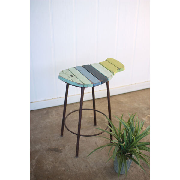 Painted Wood and Metal Fish Counter Stool, image 1