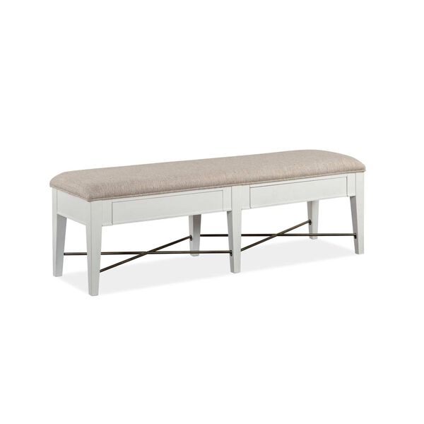 Heron Cove Aged Pewter Wood Bench with Upholstered Seat, image 3