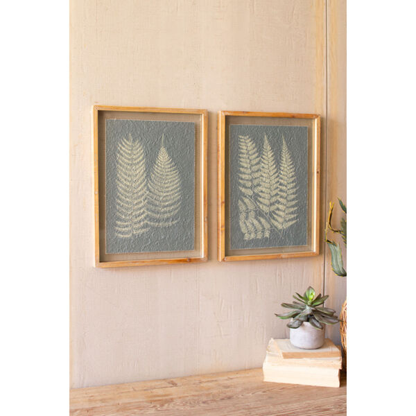 Multi-Colored Fern Print Under Glass Wall Art, Set of 2, image 1