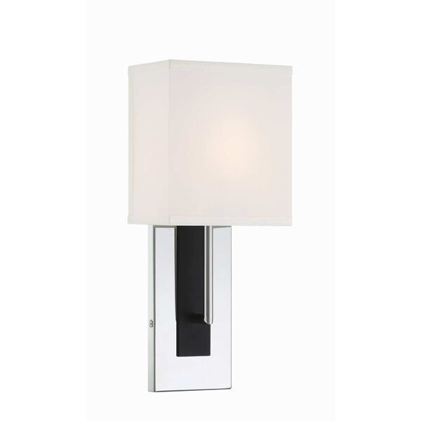 Brent Polished Nickel and Black Forged One-Light Wall Sconce, image 1
