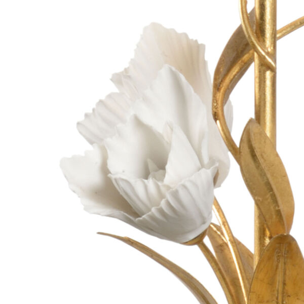 White and Gold One-Light Large Tulip Table Lamp, image 4