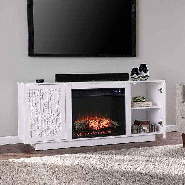 Delgrave White Electric Media Fireplace with Storage, image 1