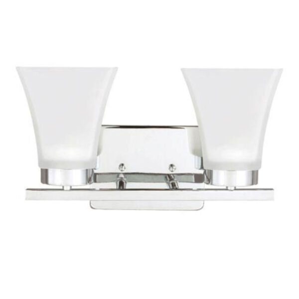 Kate Chrome Two-Light Wall Sconce with Satin Etched Glass, image 1