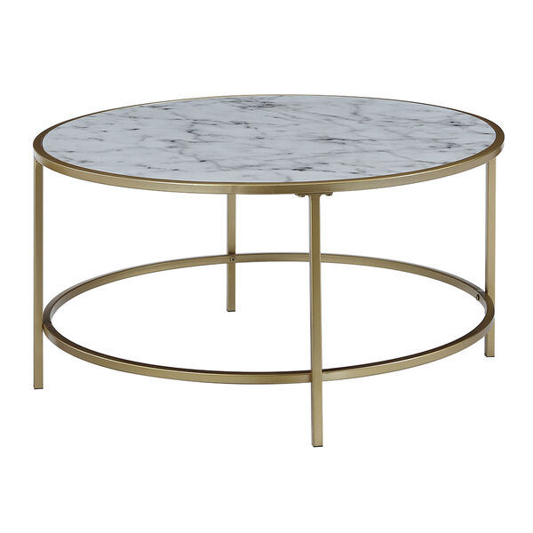 Gold Coast White Faux Marble Round Coffee Table, image 6