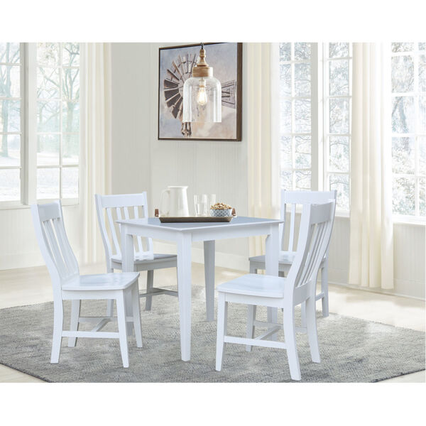White 30-Inch Dining Table with Four Chair, Set of Five, image 1