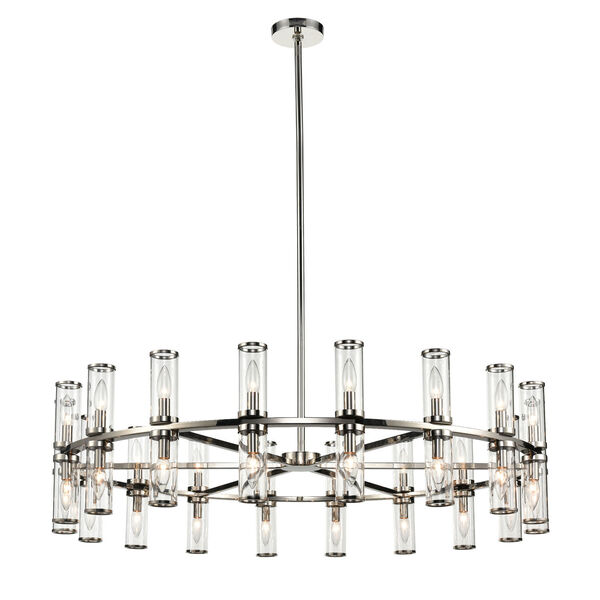 Revolve Polished Nickel 36-Light Chandelier with Clear Glass, image 1
