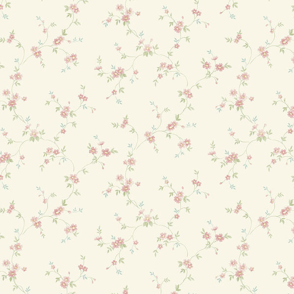 Como Trail Light Yellow, Turquoise and Pink Floral Wallpaper - SAMPLE SWATCH ONLY, image 1