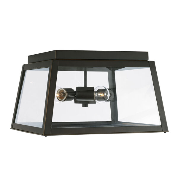 Leighton Oiled Bronze Three-Light Outdoor Flush Mount with Clear Glass, image 1