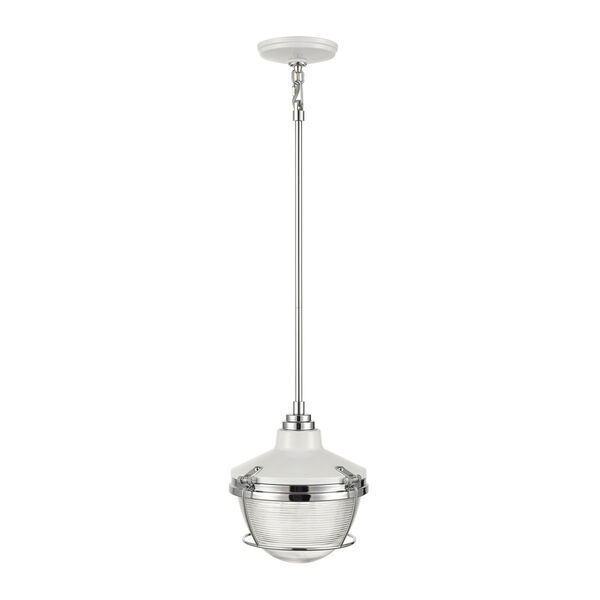 Seaway Passage White and Polished Nickel One-Light Pendant, image 3