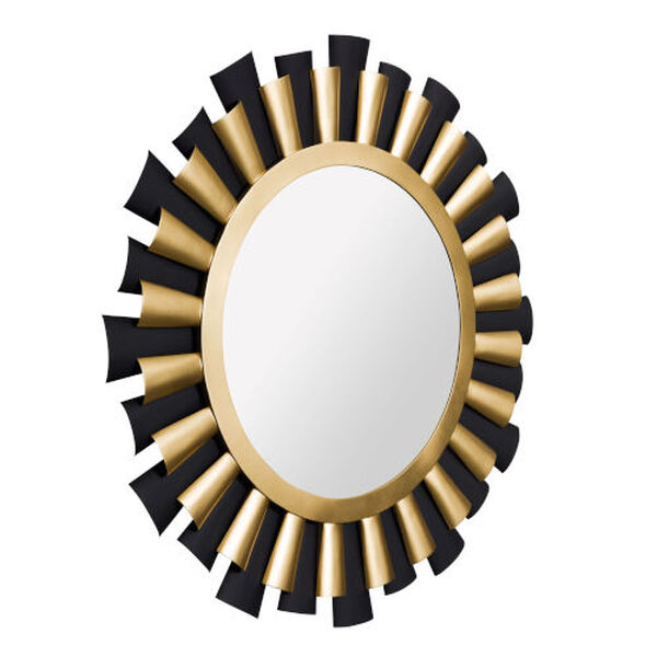 Daphne Matte Black French Gold 36-Inch Wall Mirror, image 2