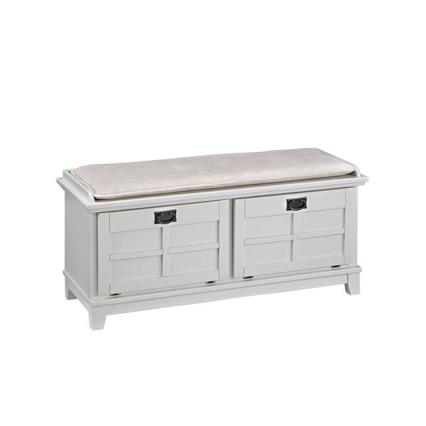 Arts and Crafts White Upholstered Storage Bench, image 3