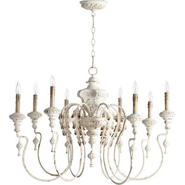 Bouverie French White 24-Inch Eight-Light Chandelier, image 1