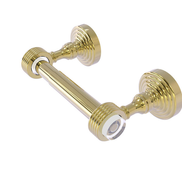 Pacific Grove Unlacquered Brass Two-Inch Two Post Toilet Paper Holder with Groovy Accents, image 1