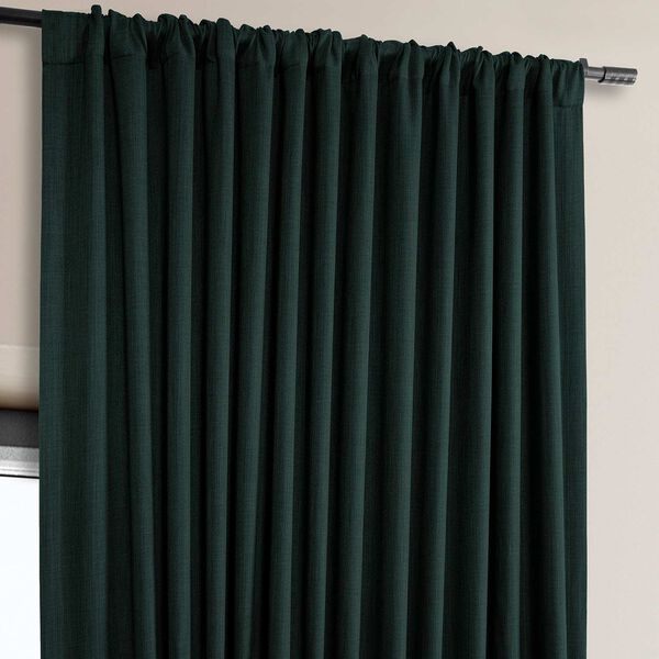 Focal Green Faux Linen Extra Wide Room Darkening Single Panel Curtain, image 4
