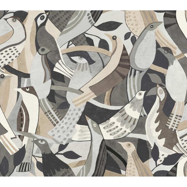 Fauvist Flock Neutral Wallpaper, image 1