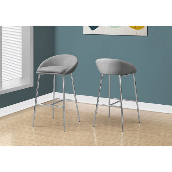 Gray and Chrome 36-Inch Bar Height Bar Stool, 2 Pieces, image 2