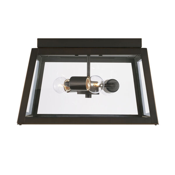 Leighton Oiled Bronze Three-Light Outdoor Flush Mount with Clear Glass, image 2