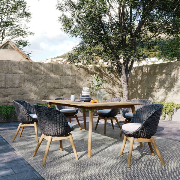 Tulle Natural Shadow Outdoor Dining Set, Seven-Piece, image 2