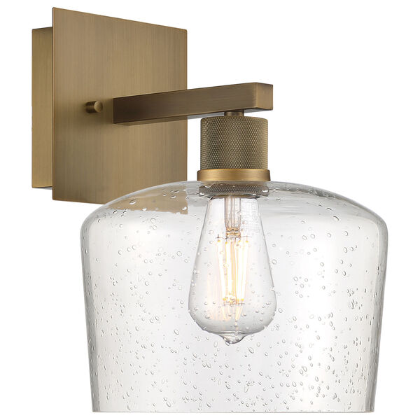 Port Nine Brass-Antique and Satin Outdoor One-Light LED Wall Sconce with Clear Glass, image 1