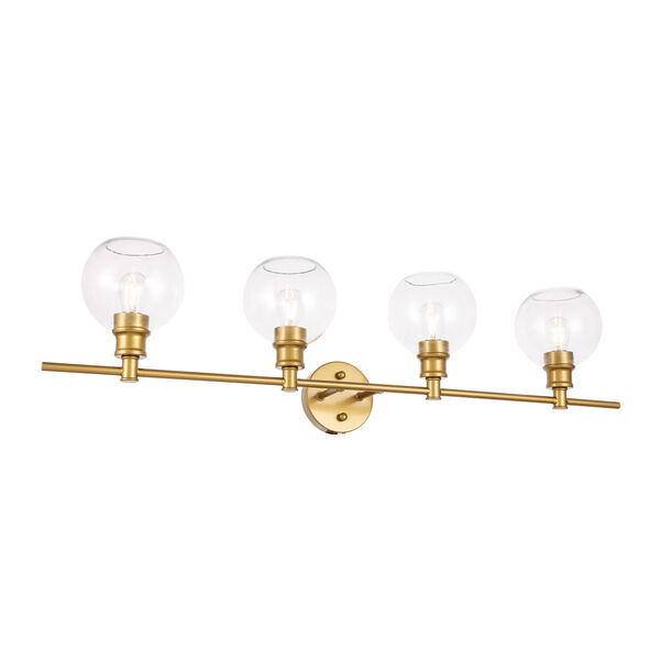 Collier Brass Four-Light Bath Vanity with Clear Glass, image 4
