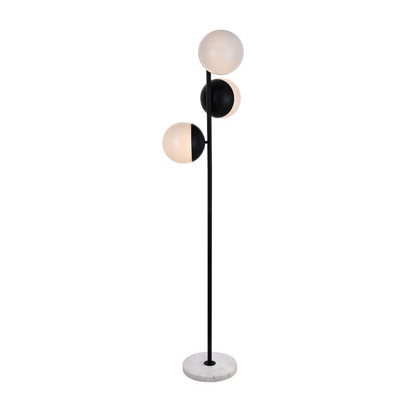 Eclipse Black and Frosted White Three-Light Floor Lamp, image 3