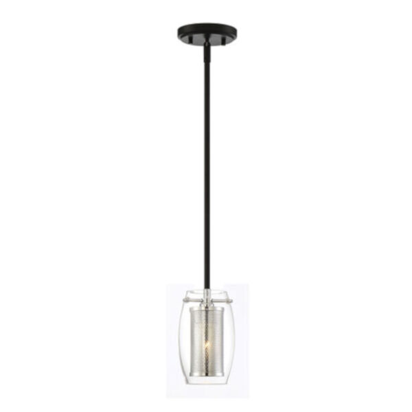 Cora Matte Black with Polished Chrome Accents Five-Inch One-Light Mini Pendant, image 1