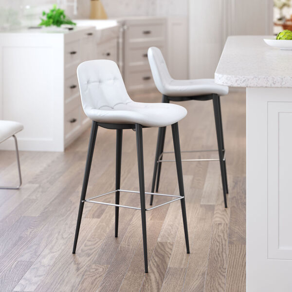 Tangiers White and Black Bar Stool, Set of Two, image 2