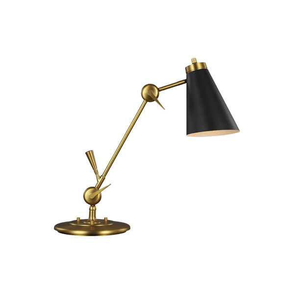 Signoret Burnished Brass and Black One-Light Task Table Lamp, image 3