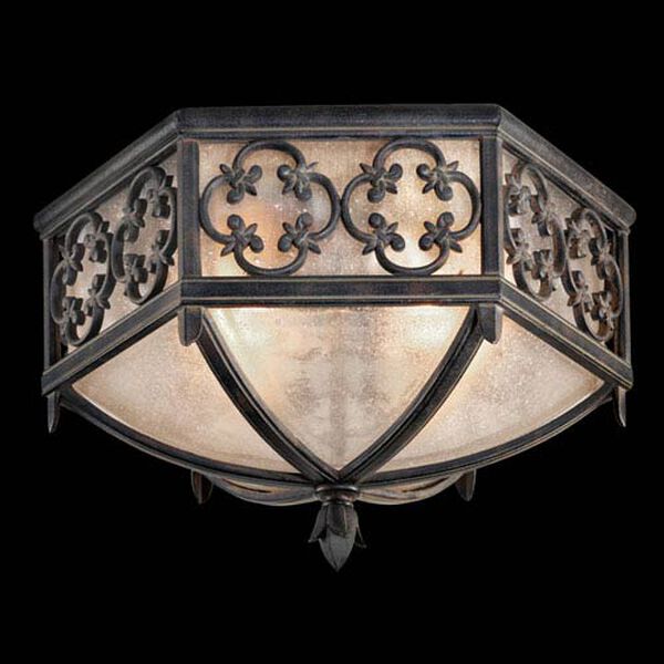 Costa Del Sol Two-Light Outdoor Flush Mount in Wrought Iron Finish, image 1