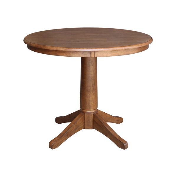 Distressed Oak 36-Inch Round Top Pedestal Table with Two X-Back Chair, Set of Three, image 3