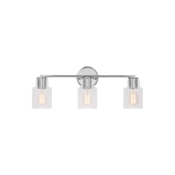 Sayward Chrome Three-Light Bath Sconce with Clear Glass by Drew and Jonathan, image 1