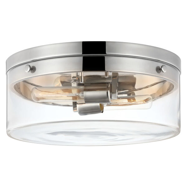 Intersection Polished Nickel Two-Light Flush Mount, image 2