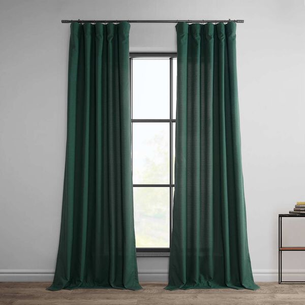 Deep Green Dobby Linen 84-Inch Curtain Single Panel, image 1