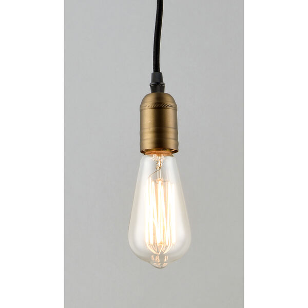 Early Electric Black and Antique Brass Five-Inch One-Light Mini Pendant, image 2