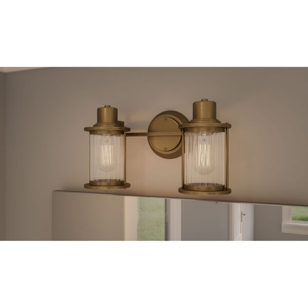 Riggs Weathered Brass Two-Light Bath Vanity, image 2