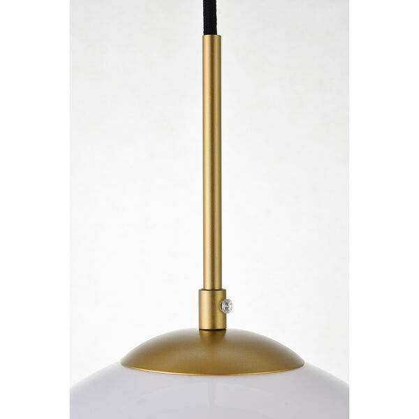Baxter Brass and Frosted White Nine-Inch One-Light Mini Pendant, image 6