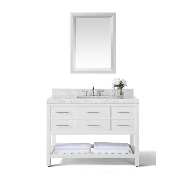 Elizabeth White 48-Inch Vanity Console with Mirror with Nickle Hardware, image 1