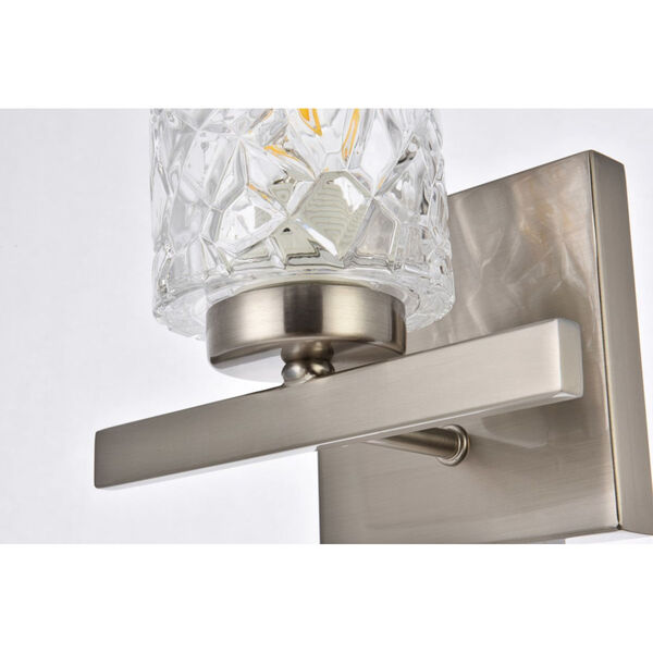 Cassie Satin Nickel and Clear Shade One-Light Bath Vanity, image 5