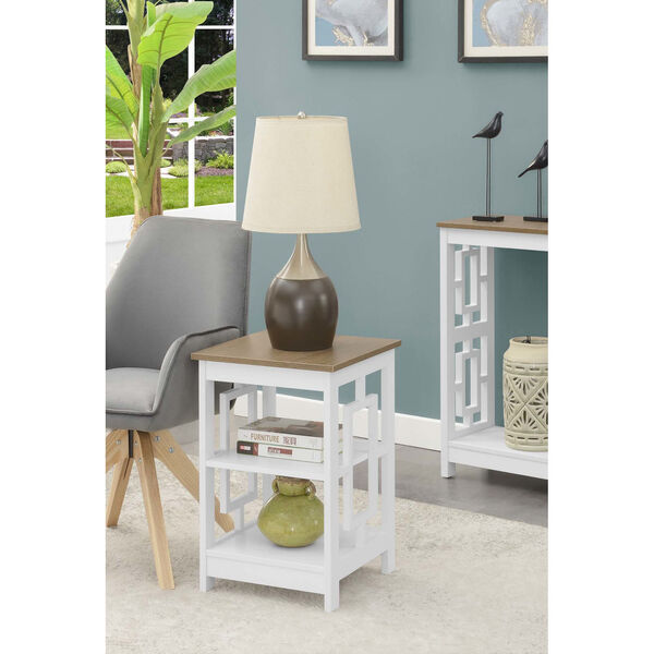 Town Square Driftwood and White End Table with Shelves, image 1