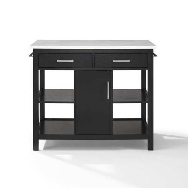 Audrey Black White Marble Faux Marble Top Kitchen Island, image 5