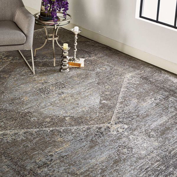 Sarrant Casual Distressed Gray Silver Ivory Area Rug, image 3
